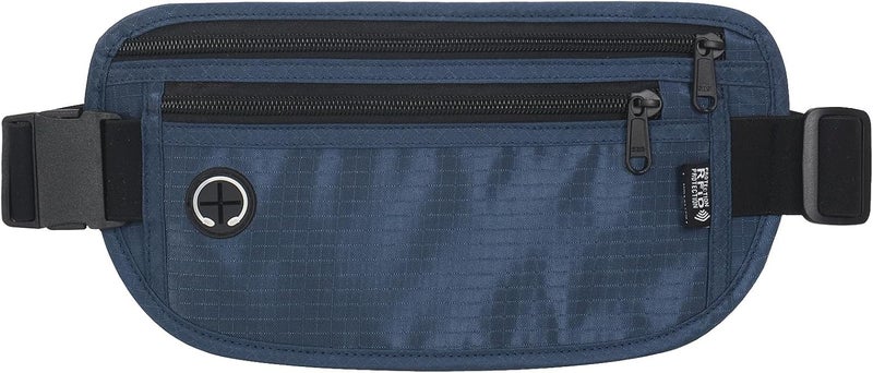 Arouselove Slim RFID Blocking Money Belt for Travel - Anti-Theft Hidden Passport Holder Waist Wallet with Secure Pouch for Cash, Credit Cards & Phone Safe (Navy Blue) - Image 1
